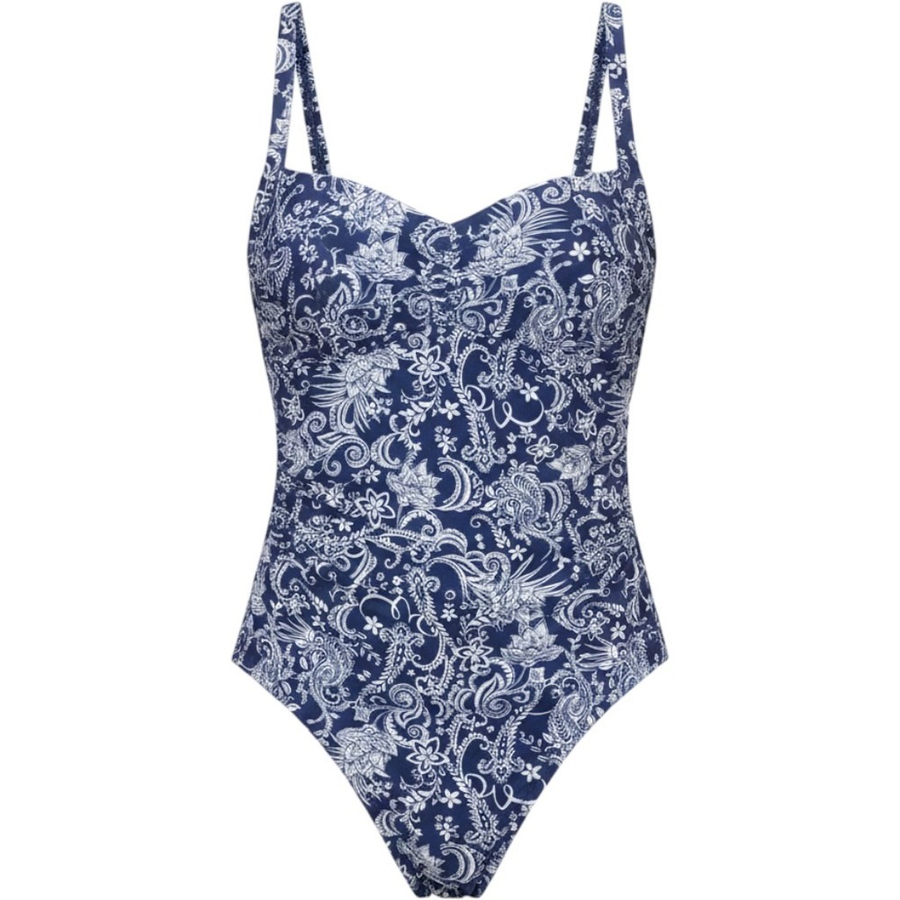 NiP TUCK SWIM Blue White Paisley Tummy Control One Piece Fits B/C Cups size 8